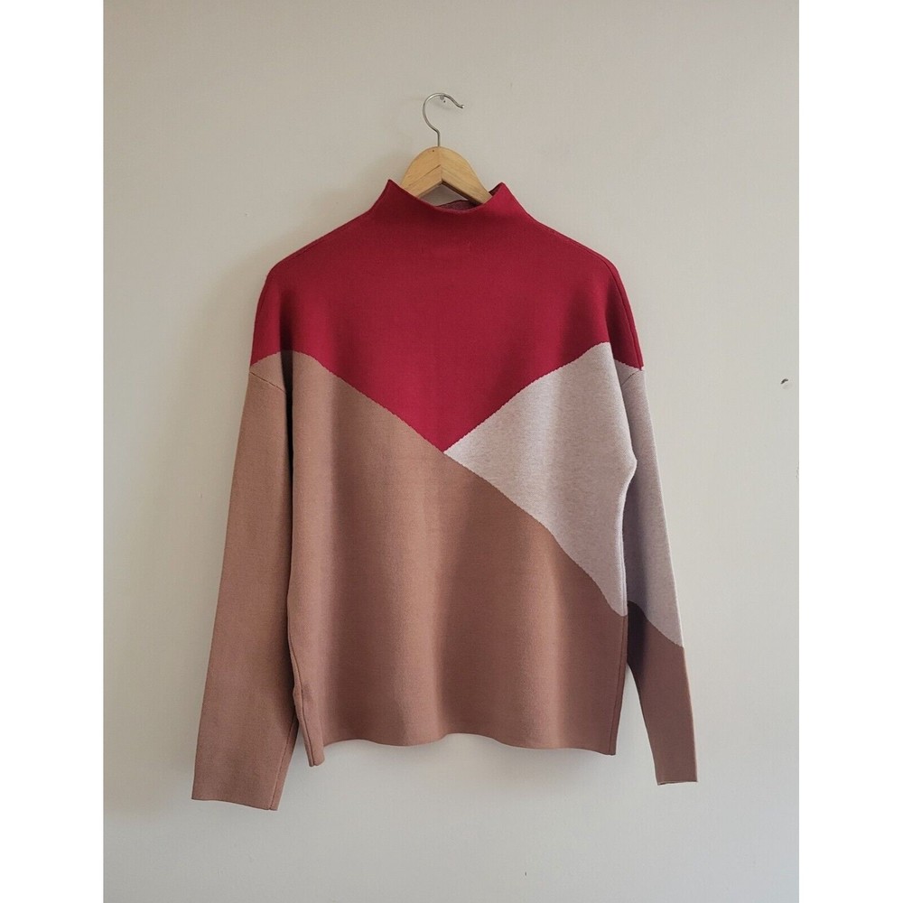 Tahari Womens Colorblock Angled Mock Neck Sweater Size XL Casual - Picture 3 of 7